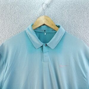 VTG Nike Golf Polo Shirt Men L Blue Tiger Woods Dri-Fit Short Sleeve Performance